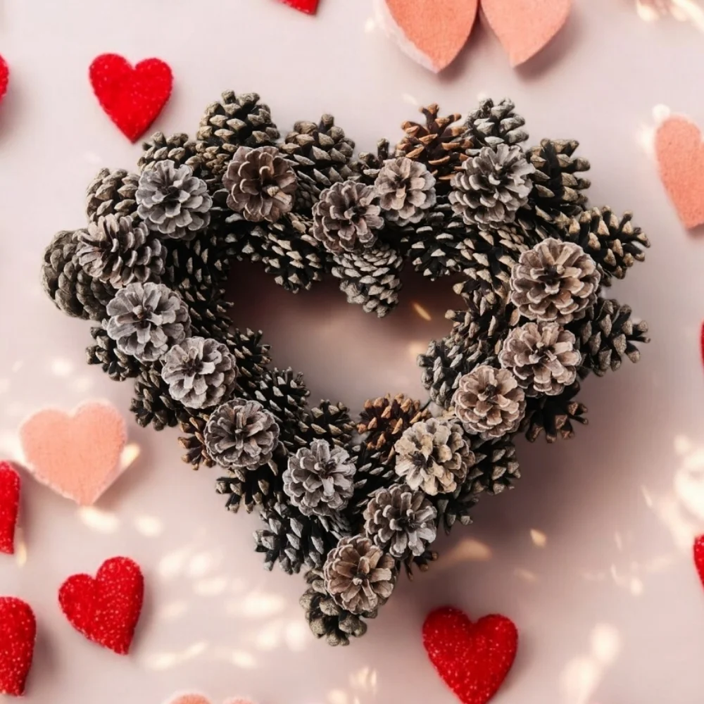 Rustic Pinecone Valentine's Day Wreath